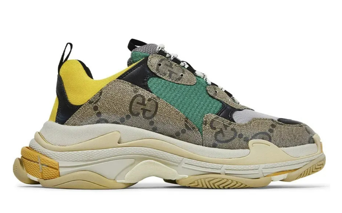 Balenciaga x Gucci The Hacker Project Triple S Beige Green Yellow - imagem 1